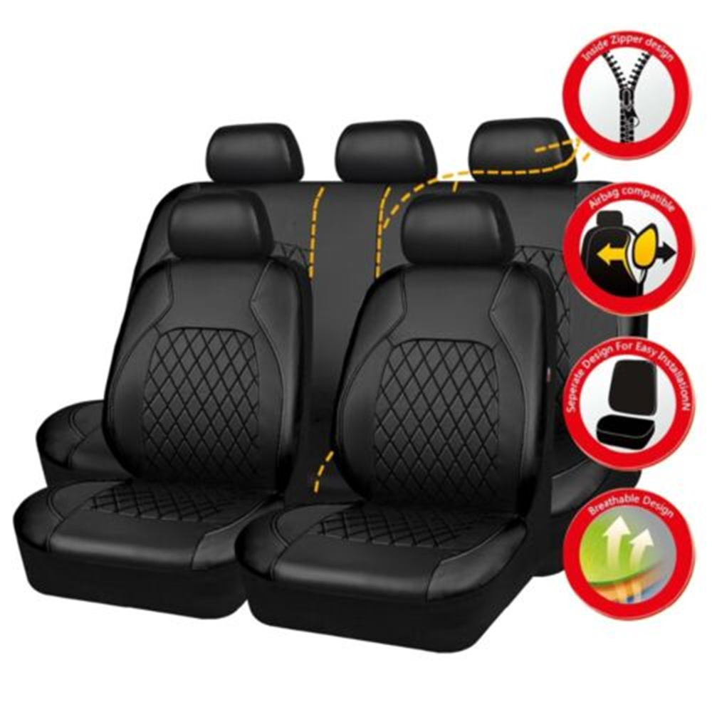 Leather Car Seat Covers Full Set Universal - Ensemble universel de housses de siège