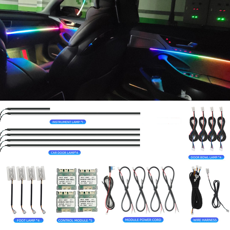 Led Ambient Interior Car Lights App Control - Éclairage d'ambiance intérieur LED pour voiture,