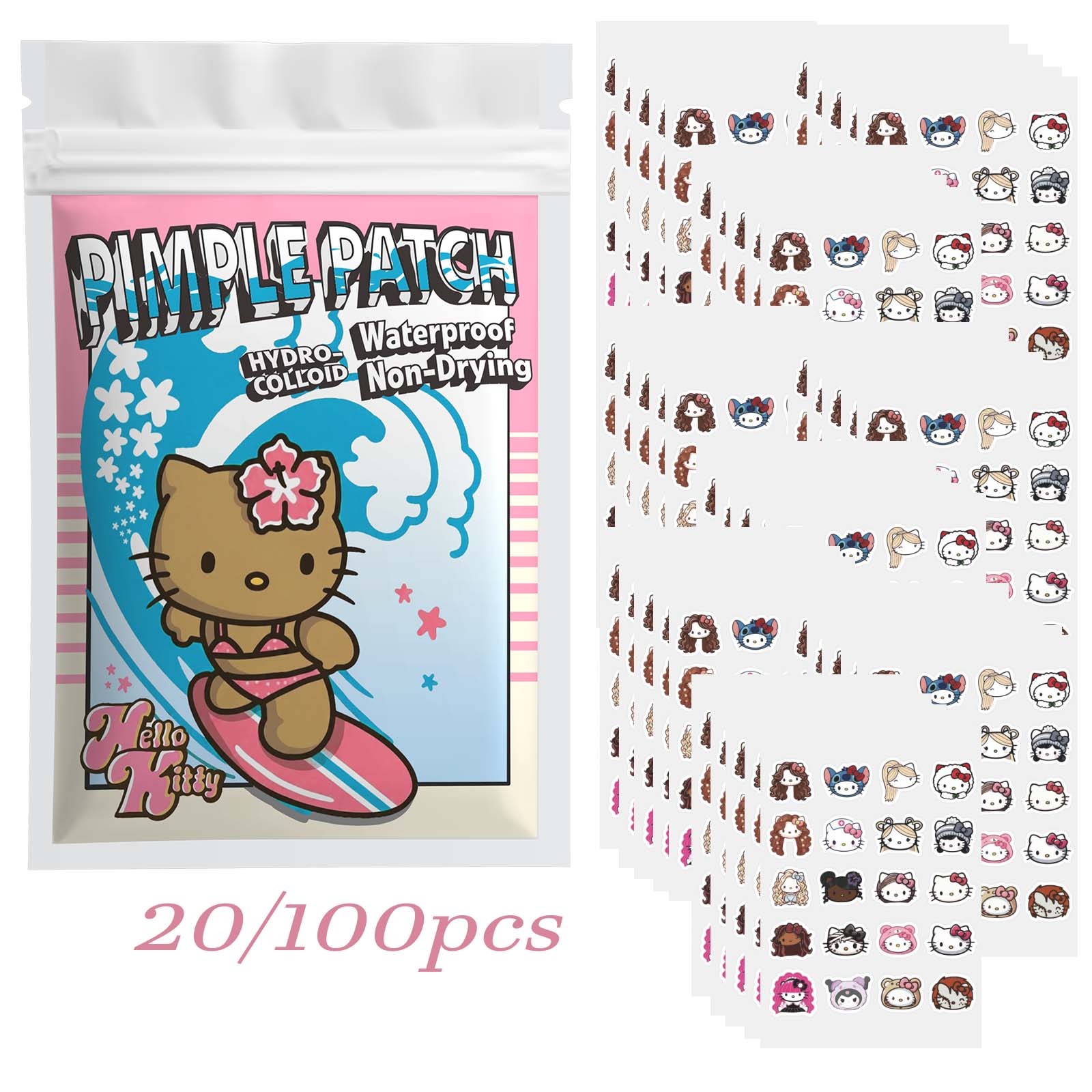 Car Care - 20/100PCS Hello Kitty Cute Acne Stickers