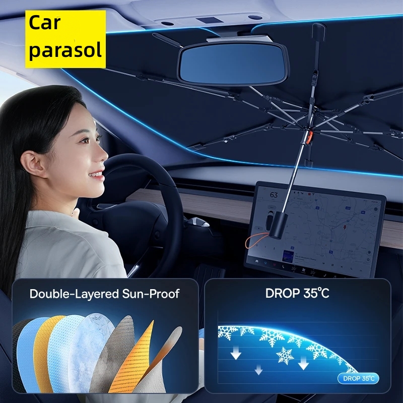 Pare-soleil de voiture pliable - Car Sunshade Windshield Umbrella Foldable avis et prix