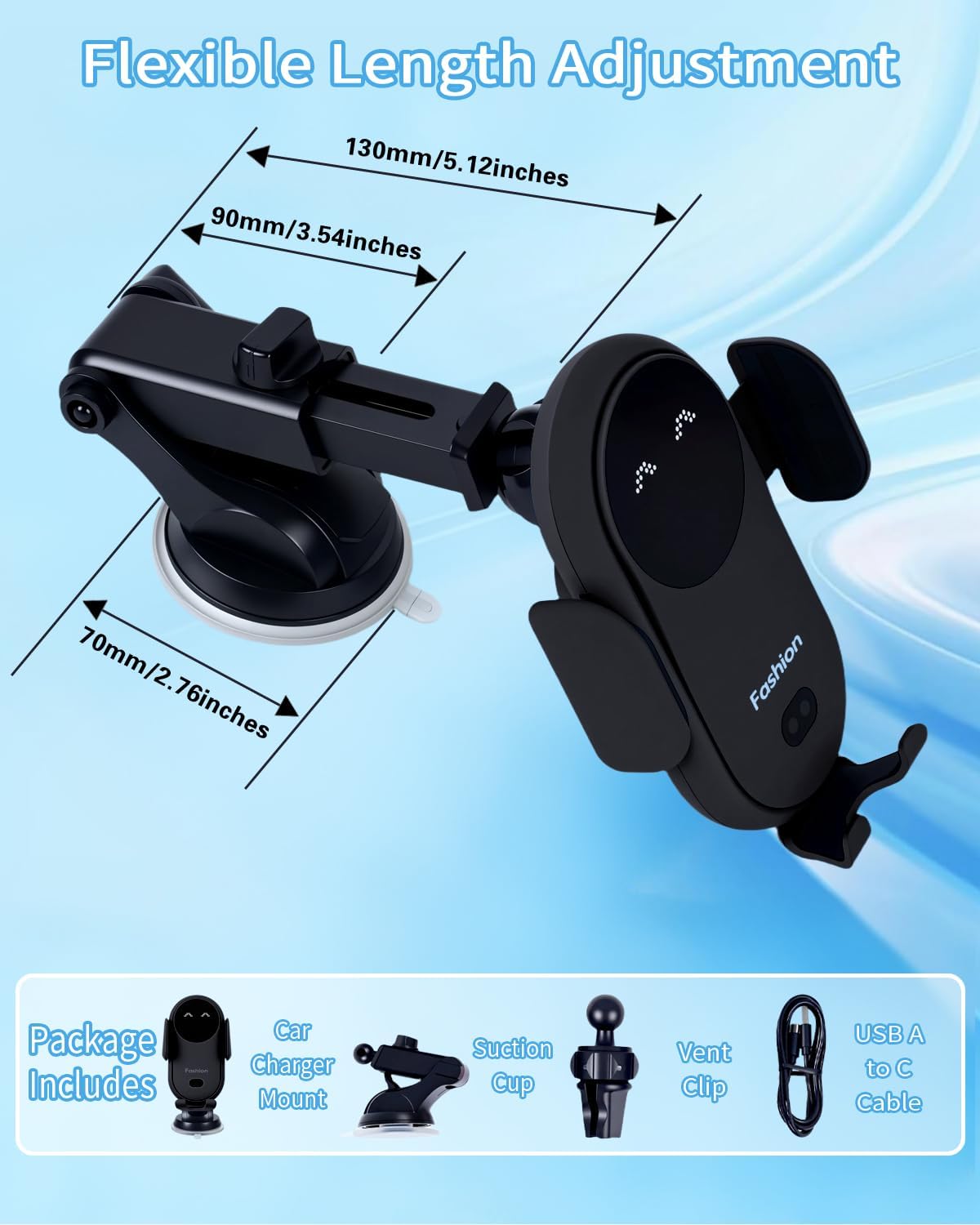 Support de chargeur de voiture - Wireless Car Charger Mount Fast Charging avis et prix